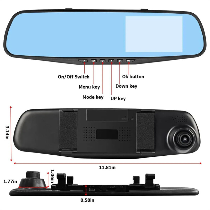 Mirror Dash Cam FHD Dual Lens  - Car Accessories Youtube ulasan dan harga